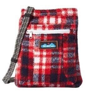 KAVU • Red Fleece Tartan Plaid Keepon Keepin Crossbody Rope Bag Purse